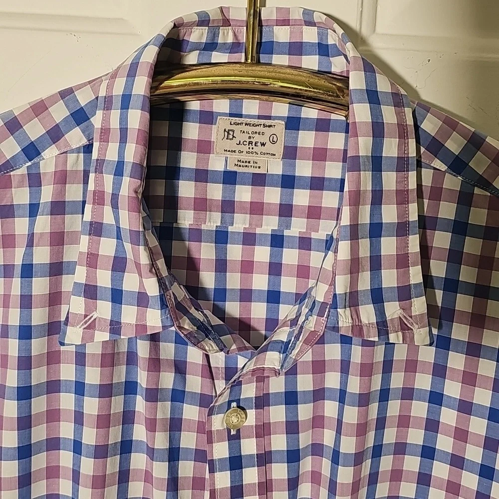Men's Blue and Purple Checkered‎ Shirt. By J.CREW. SIZE LARGE